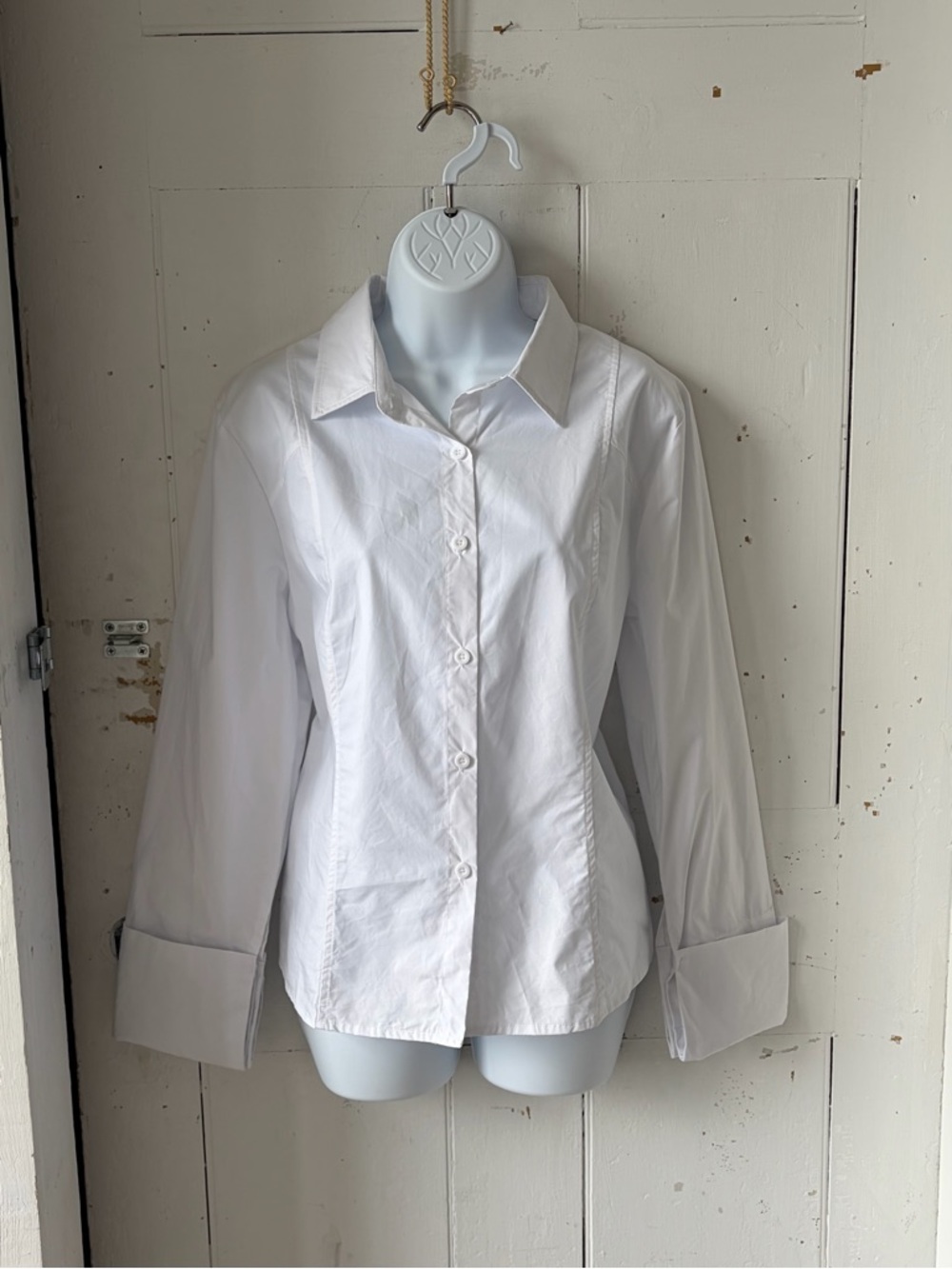 Uoozee Tailored White Button Down Shirt with Wide Cuffs